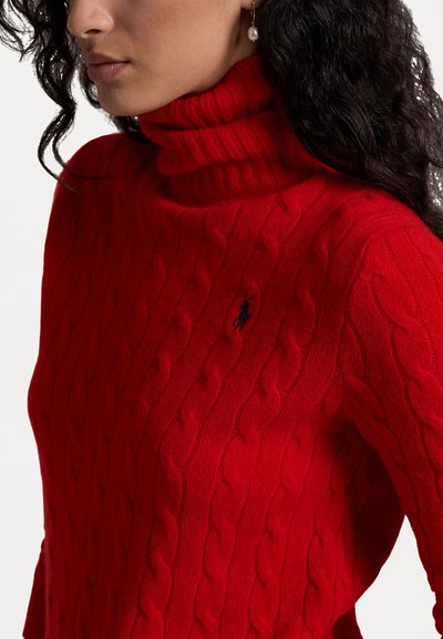 Polo Ralph Lauren WOOL CASHMERE CABLE ROLL NECK JUMPER - Džemperis - fall red