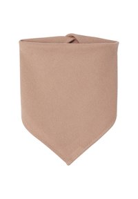 Beige Baumwollhalschal, mit diagonal gerippter Textur und gespitzt gestaltetem Ende. Keine sichtbaren Beschläge oder zusätzlichen Akzente.