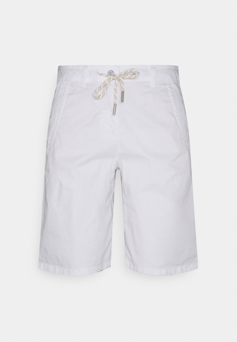 Witte katoenen shorts met een relaxed fit, voorzien van een drawstring tailleband en twee zijzakken. Gladde textuur, eenvoudig ontwerp.
