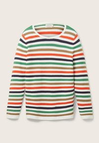 TOM TAILOR NEW OTTOMAN - Strickpullover - navy green multicolor stripe
