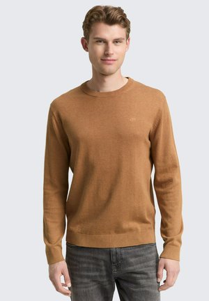 BASIC CREWNECK - Strickpullover - mid brown melange