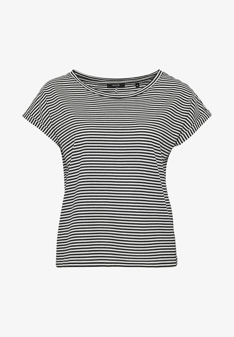 Černobíle pruhované krátké rukávy tričko s kulatým výstřihem a uvolněným střihem, vyrobené z měkké, lehké tkaniny.