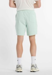 Pantalones cortos verde menta con una cinturilla elástica, bolsillos laterales y un único bolsillo trasero. Fabricados en un tejido suave y texturizado.