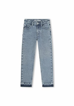 Lyseblå denimjeans med lige snit, fem-lomme-design og lynlåsgylp med en mærkepræget knap i taljen.