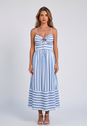 Cupshe, STRIPED MAXI SUNDRESS FOR BEACH VACATIONS - Maxi-jurk - light blue white