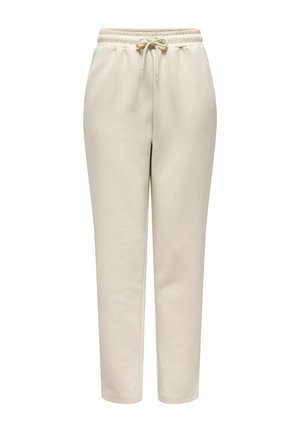 Flødefarvede fleece-sweatpants med elastisk talje og snøre, lige ben pasform og sidelommer.