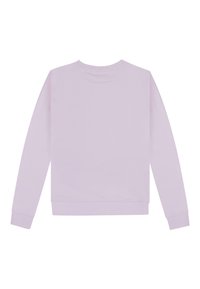 Felpa lavanda in cotone morbido. Caratterizzata da maniche lunghe, scollo rotondo e polsini e orlo a costine con una texture liscia.