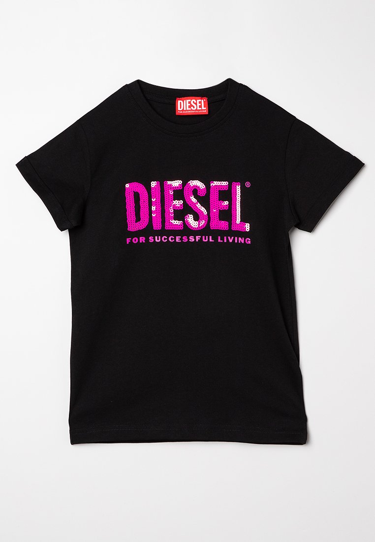 Diesel T-shirt print antraciet gemêleerd Diesel T-shirt print antraciet gemêleerd
