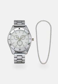 Pier One - SET UNISEX - Horloge - silver-coloured/white Miniatuurafbeelding 1