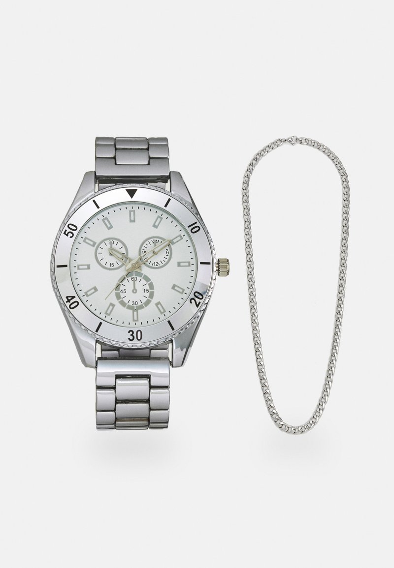 Pier One - SET UNISEX - Horloge - silver-coloured/white, Vergroten