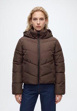 ONLY, ONLCLAIR PUFFER HOOD JACKET - Vinterjakker - chocolate brown
