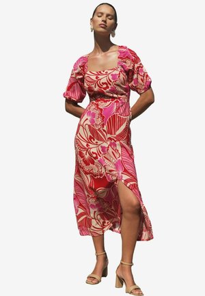 Love & Roses PRINTED SQUARE NECK MIDI REGULAR FIT - Dnevna obleka - pink floral