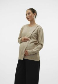 MAMALICIOUS NEW ANNE IRIS - Stickad tröja - natural melange