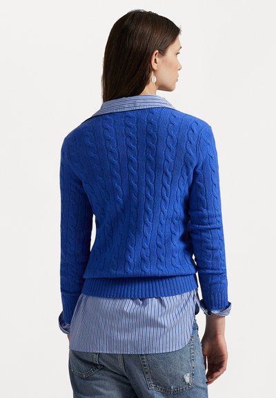 Polo Ralph Lauren CABLE-KNIT WOOL-CASHMERE V-NECK JUMPER  - Pullover - lapis blue