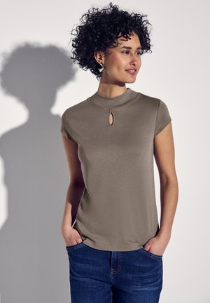 MIT DEZENTEM CUT-OUT - Print T-shirt - braun