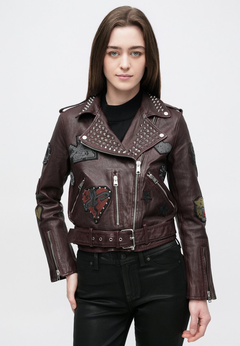 Veste En Cuir De Mouton Motard Rouge Pour Femme - Taille XS - Style Biker Ajusté - Neuf Avec étiquettes