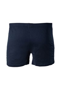 Bañadores de algodón azul marino con cintura elástica, que presentan una textura suave y un diseño simple, sin patrones ni detalles adicionales.