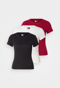 C NECK TEE 3 PACK - T-shirts - black/ecru/red alert