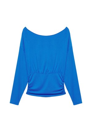 PULL&BEAR, LONG SLEEVE BOAT NECK WITH WAIST SASH - TOP - T-shirt à manches longues - neon blue