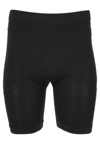 Zwarte fietsshorts gemaakt van rekbaar, vochtafvoerend stof. Kenmerkt zich door een gevoerde inzet en een brede elastische tailleband voor comfort.