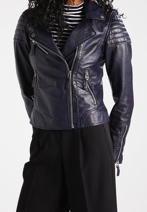 Leren jas - mottled dark blue