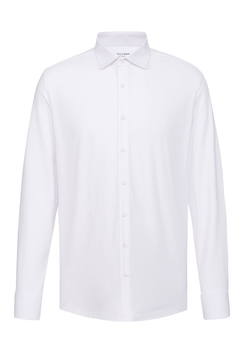 Camisa OLYMP No. Six - Manga Larga, Cuello Tiburón, Color Blanco | Corte Super Slim, 97% Algodón