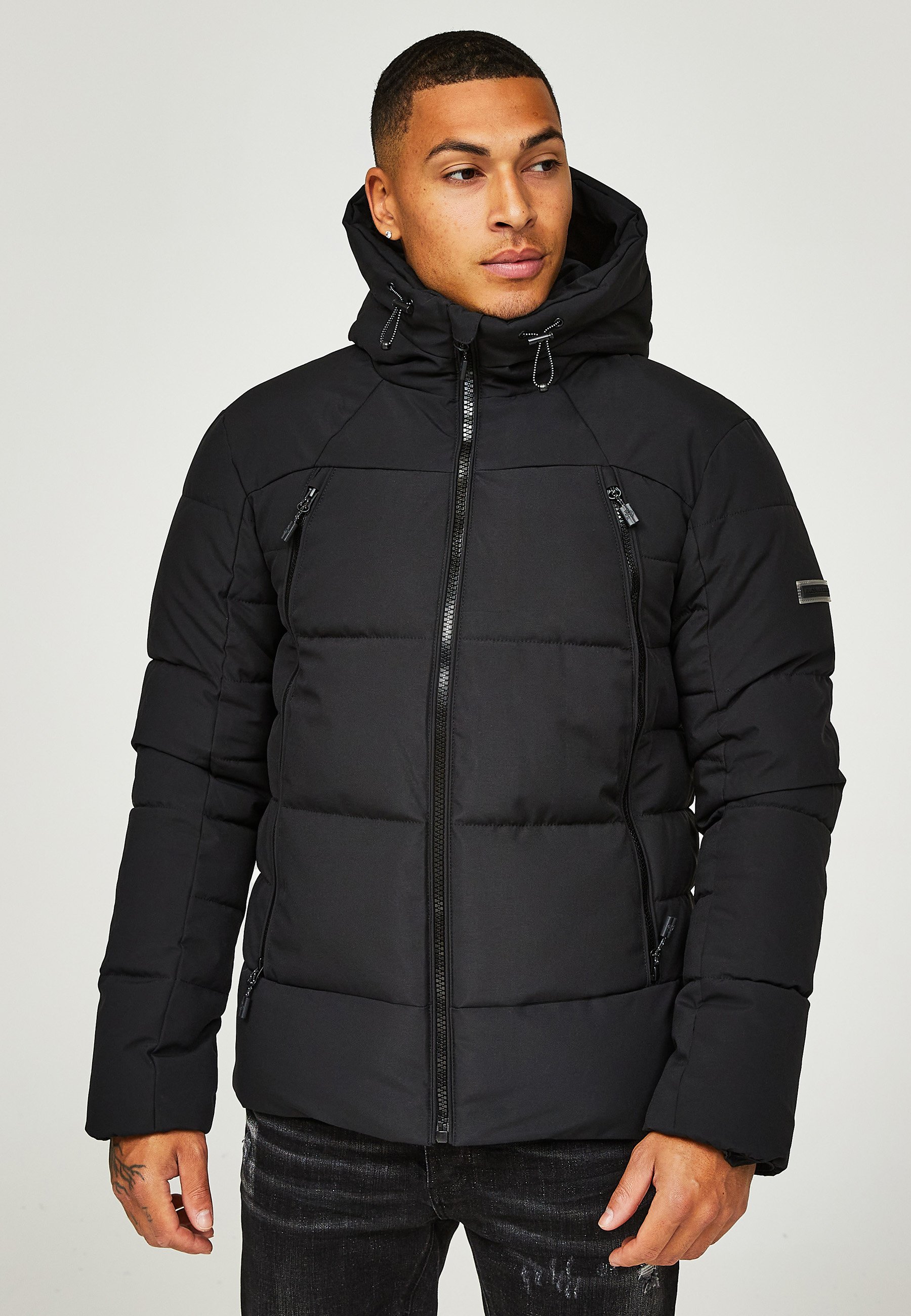 black short puffer jacket