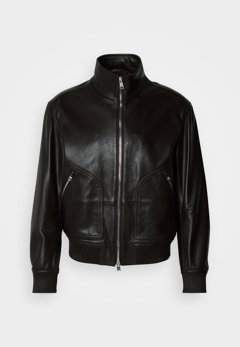 BOSS MANDER - Leather jacket - dark brown - Zalando