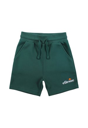 Short vert à taille élastique avec cordon, poches latérales et logo ellesse blanc avec détail orange sur la jambe gauche.