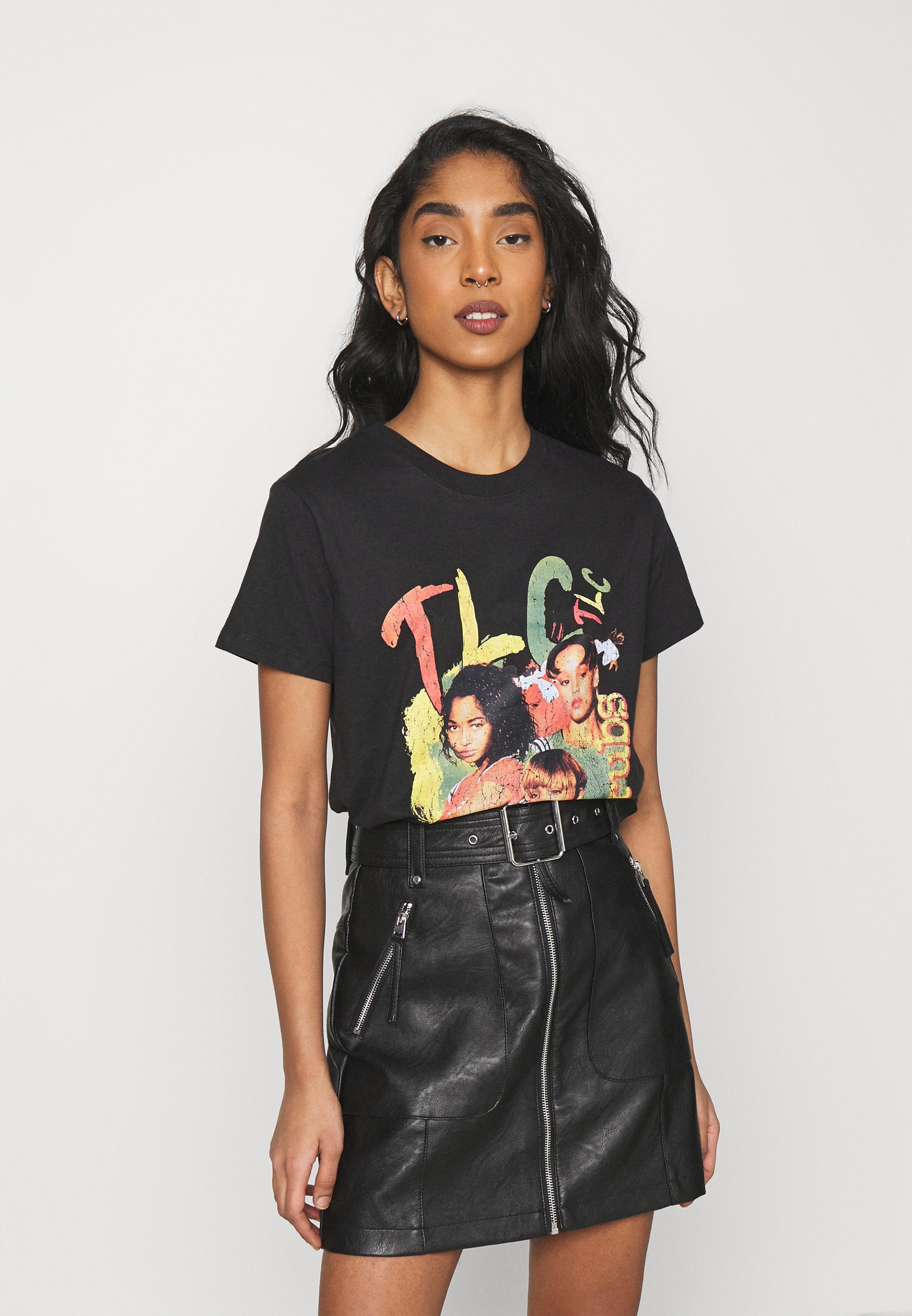 Print T-shirt - washed black/black 