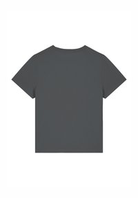 Grijze korte mouwen t-shirt met een ronde halslijn, gemaakt van een gladde stof. Heeft strakke lijnen en een eenvoudige, klassieke snit. Geen zichtbare logo's.