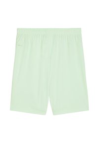 Pantaloni sportivi leggeri di colore verde chiaro con elastico in vita, realizzati in tessuto morbido e leggero. Presentano un discreto logo "DRYCELL".