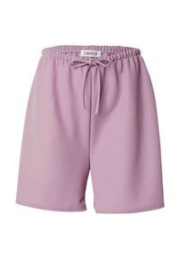 Lichtpaarse shorts van zachte stof, met een elastische tailleband met een koord en zijzakken voor extra gemak.