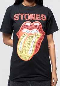 Paradiso Clothing THE ROLLING STONES DIAMANTE TONGUE - Print T-shirt - black