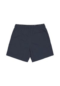 Námořnické modré plavky s elastickým pasem. Mají zadní kapsu a jemnou, lehkou látku, navrženou pro pohodlí a volnost pohybu.