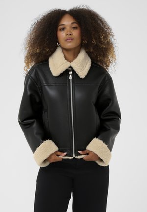 MORGANA - Imiteret læderjakke - pitch black