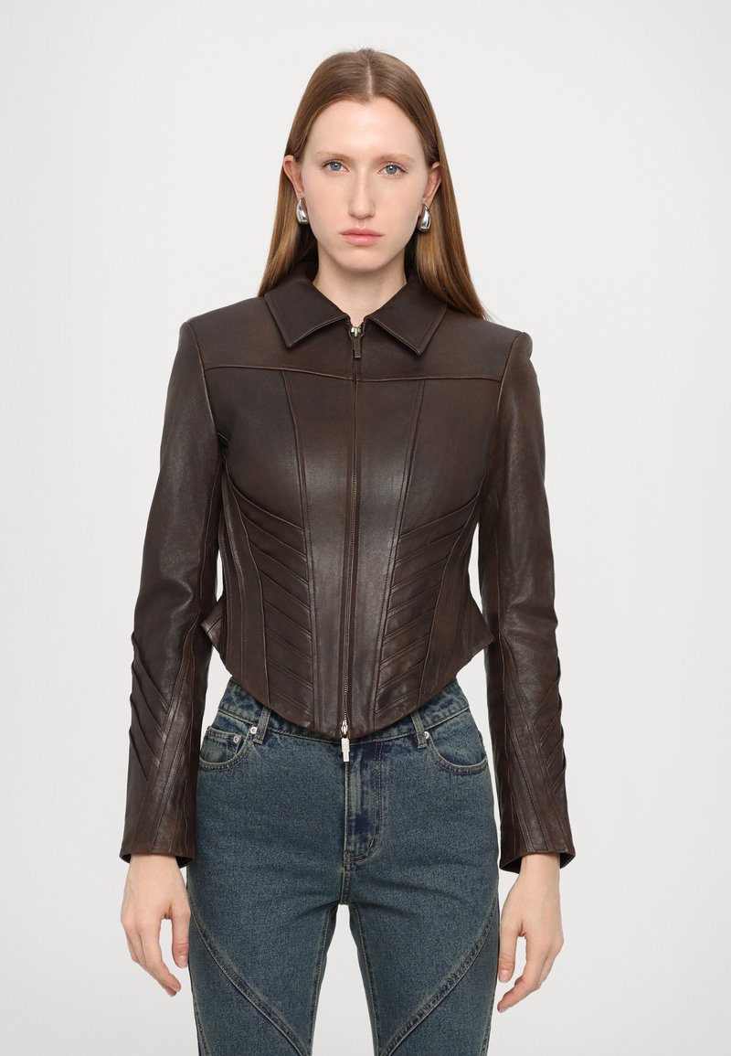 Feng Chen Wang SEAMING JACKET - Nahkatakki - brown