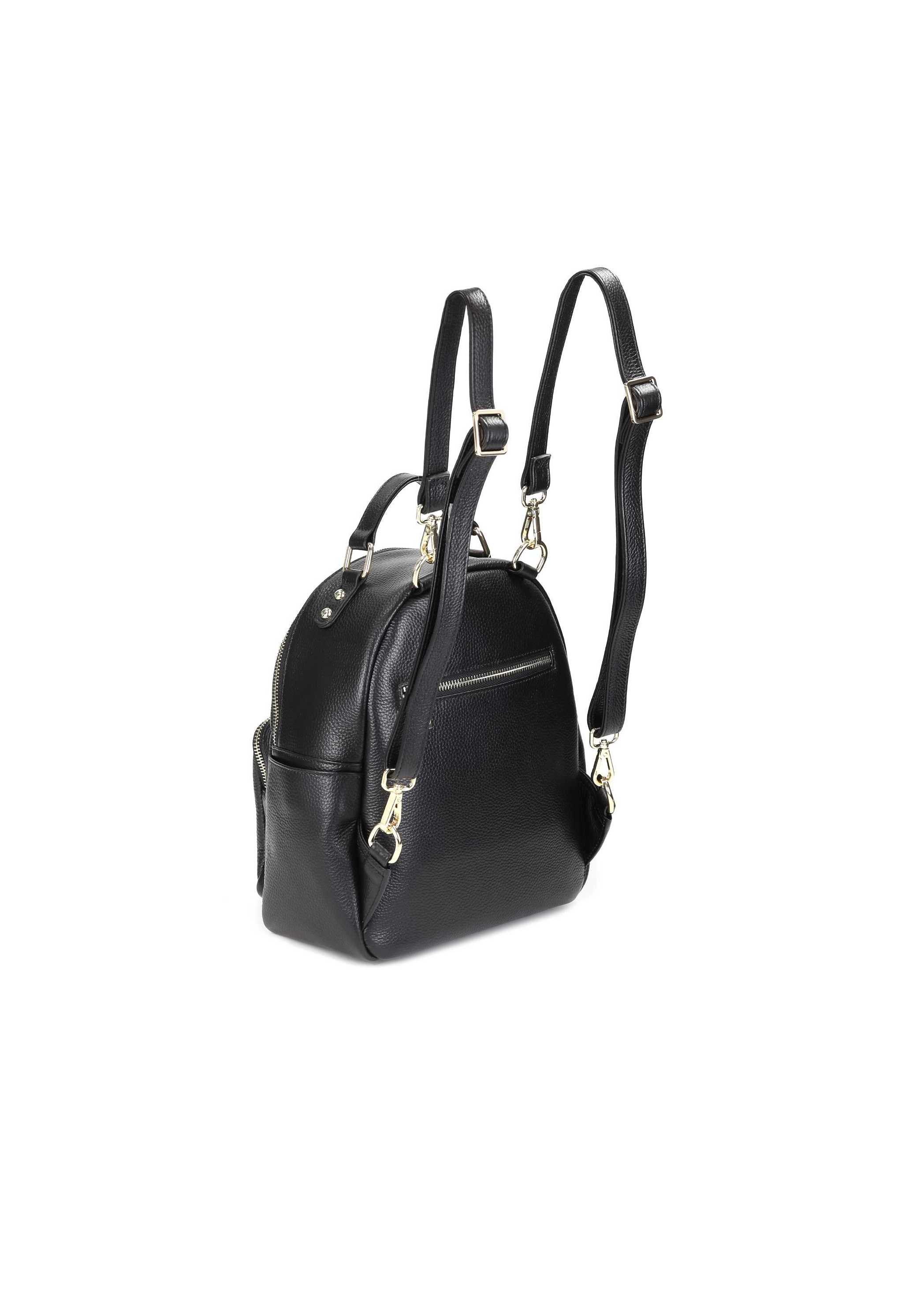【BINARY01】★Dot&Leopard Backpack 2color 25SS 韓国発★ Czarny minimalistyczny plecak ze skóry DOT