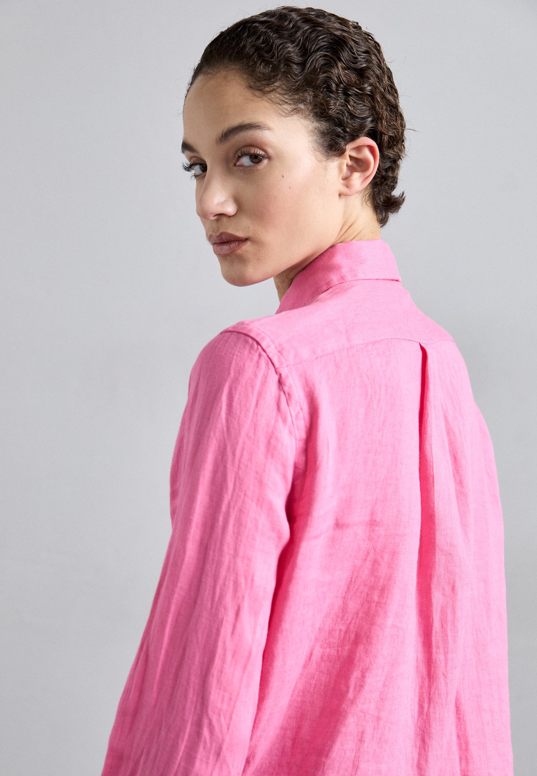 売れ筋商品|||ラルフローレン カットソー トップス レディース Women's Classic-Fit Linen Shirt Hot Fuchsia Polo Ralph Lauren CLASSIC FIT LINEN SHIRT - Button-down