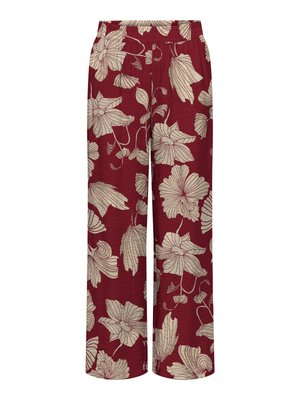 JDY, HOSE JDYTROYA MITTLERE TAILLE GERADE GESCHNITTENER SLIM FIT HOSE - Pantalon classique - cabernet