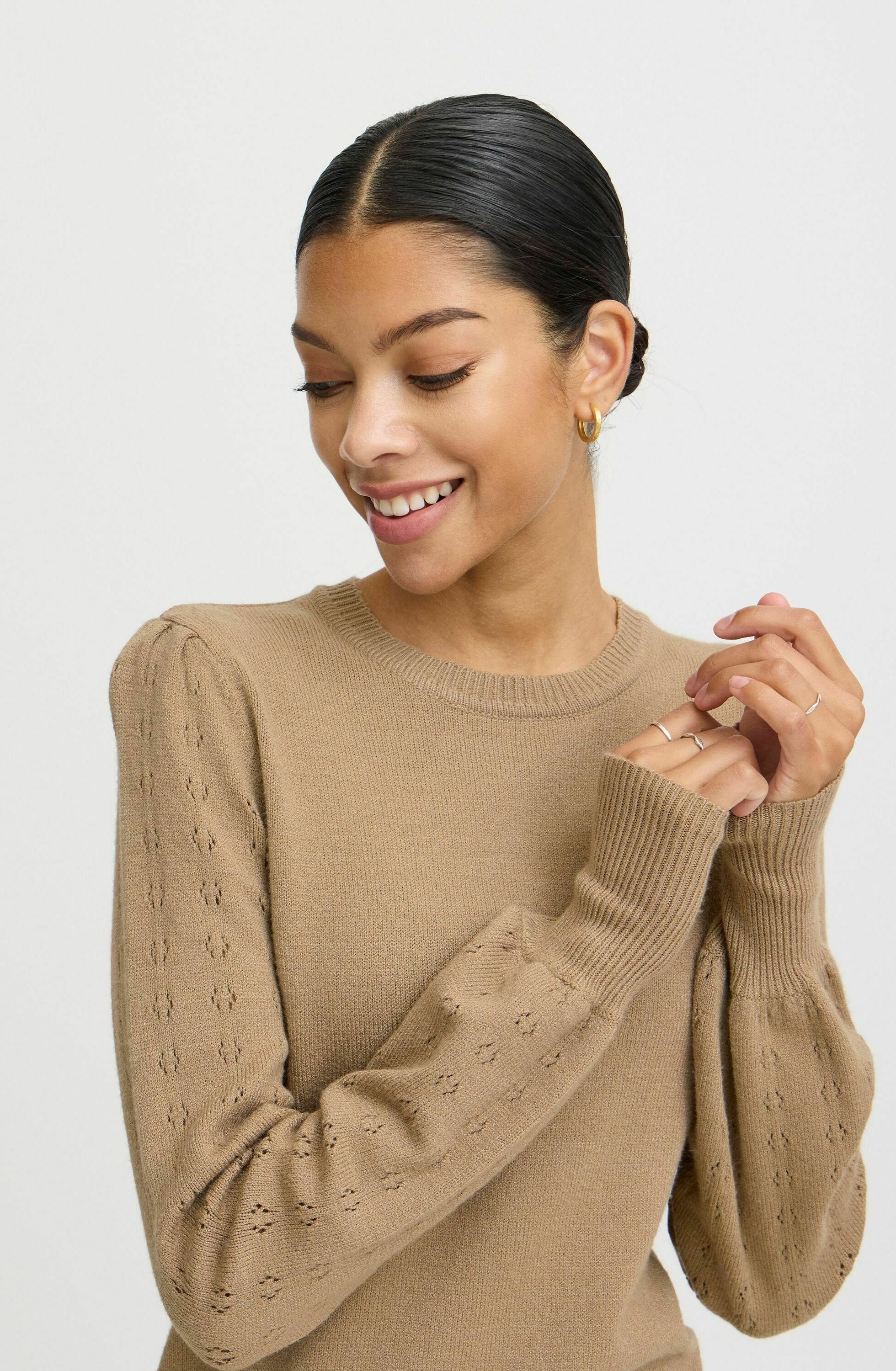 売れ筋商品|||ビーヤング ニット&セーター レディース アウター BYNONINA POINTELLE JUMPER - Jumper - sepia tint melange ビーヤング ニット&セーター レディース アウター BYNONINA