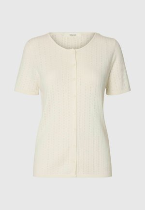 Selected, KNITTED CARDIGAN SHORT SLEEVED - Strickjacke - egret