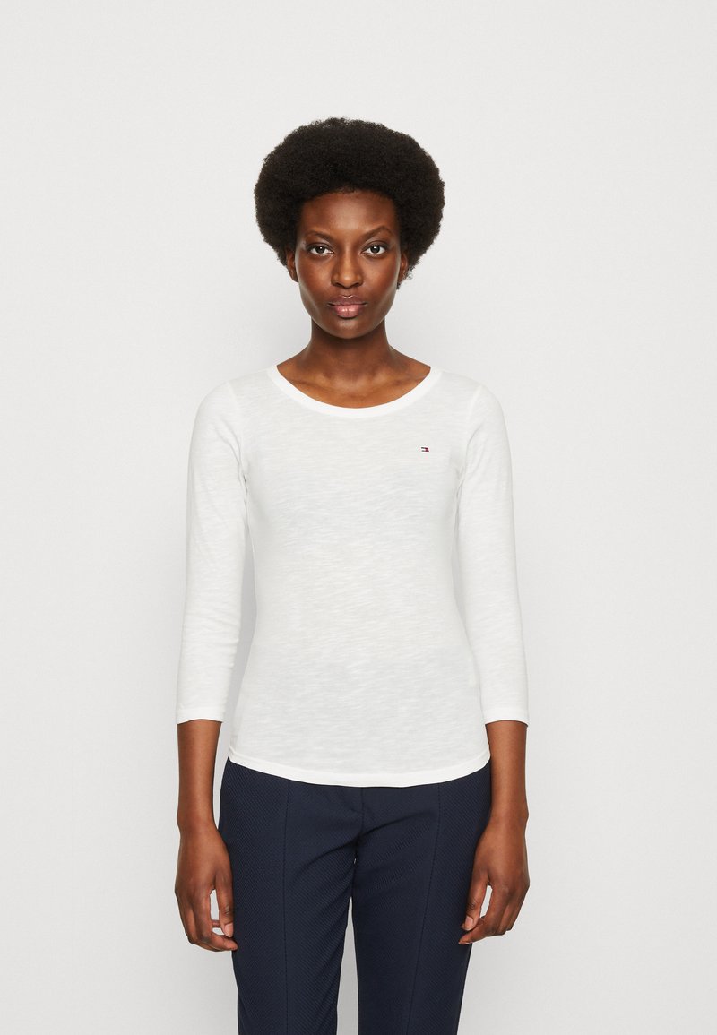 Tommy Hilfiger - 1985 SLIM SLUB OPEN - Long sleeved top - ecru, Enlarge