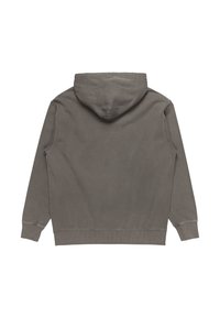 Felpa grigia in cotone con cappuccio regolabile, polsini e orlo a costine. Presenta una texture liscia e una vestibilità comoda, adatta per l'abbigliamento casual.