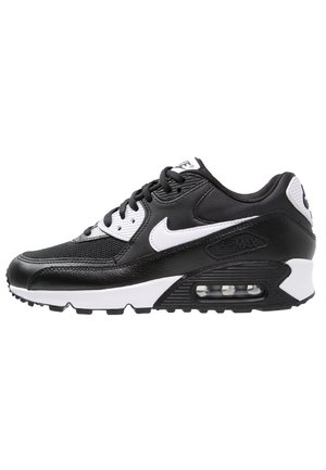 Zwart-witte Nike Air Max sneaker met zichtbare luchtdempingszool, zwarte veters, wit swoosh-logo en bovenwerk van mesh en leer.
