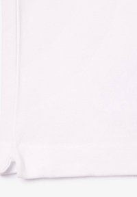 White folded cotton fabric with visible textured weave and a small side slit on a plain white background.