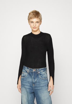 Ril Feami Mix V Neck L S Knit Laurel Wreath Black main image 1