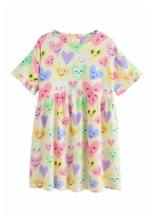 SHORT SLEEVE - Jerseykleid - light yellow heart print