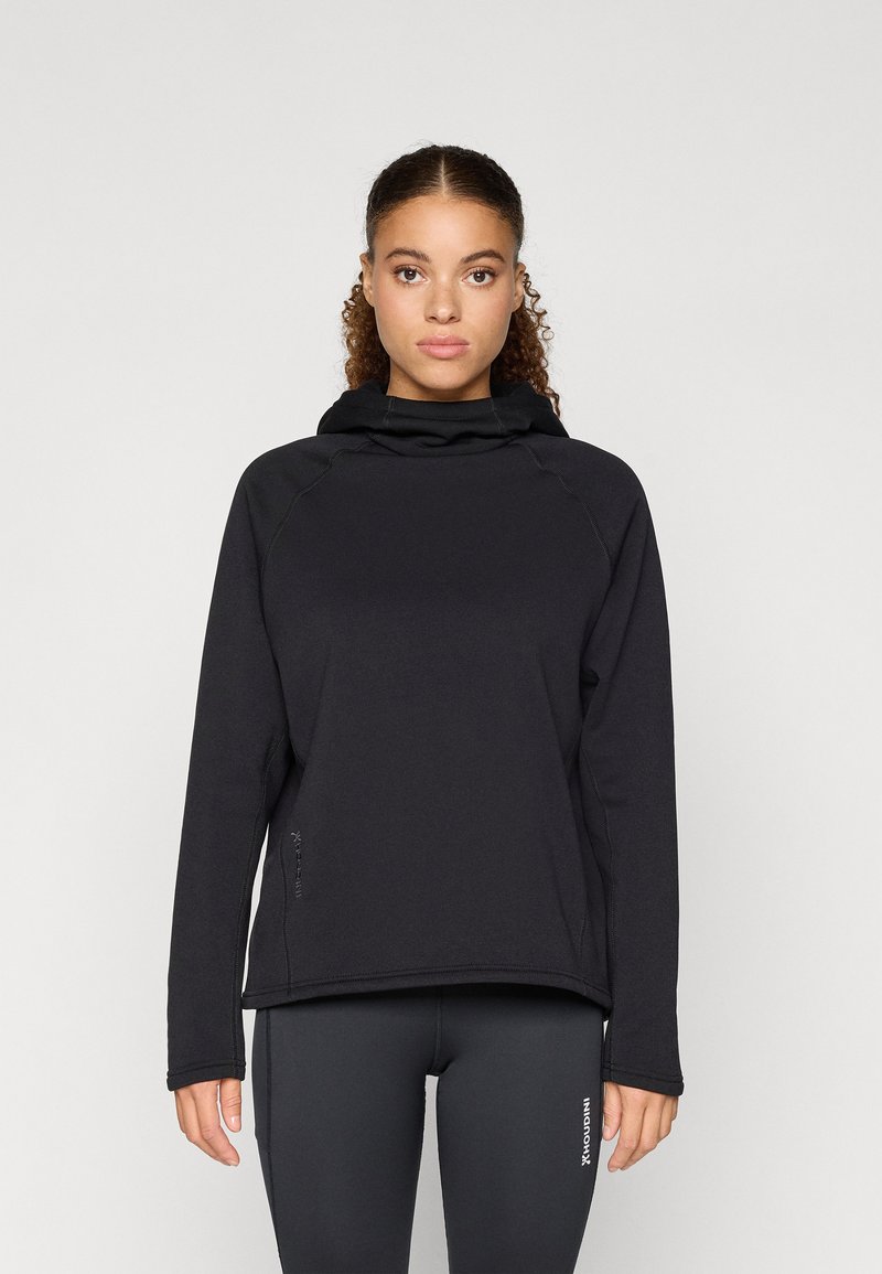 Μαύρη φούτερ ζακέτα με απαλή υφή, διαθέτει ψηλό λαιμό και λεπτομέρεια με φερμουάρ στο πλάι. Οι ραγκλάν μανίκες προσφέρουν ευκολία κίνησης.