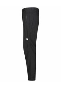 Zwarte outdoorbroek met ritszak aan de zijkant en het logo van The North Face op de bovenbeen, zijaanzicht weergegeven.